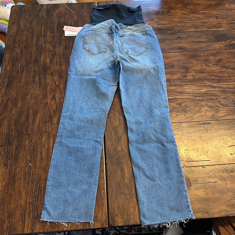 Motherhood Maternity XS NWT Distressed Straight Leg Jeans Raw Hem - Picture 2 of 9